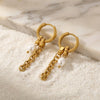 Unisex Minimalist Niche Style Geometric 18K Gold Electroplated Chain Earrings With Pearls