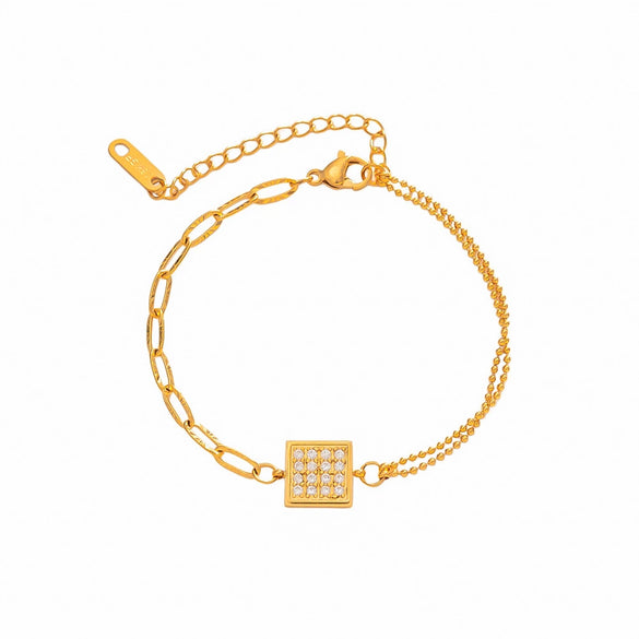 Unisex Modern Minimalist Geometric Abacus Titanium Steel Multi Layer Bracelet With Real Gold Vacuum Plating
