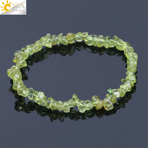 Unisex Natural Peridot Semi Precious Stone Gravel Bracelet With Personality Style Energy Stone Jewelry