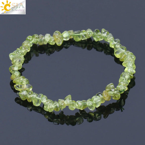 Unisex Natural Peridot Semi Precious Stone Gravel Bracelet With Personality Style Energy Stone Jewelry