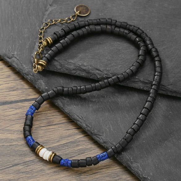 Unisex Natural Shell And Wood Beads Handmade Geometric Style Necklace