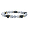 Unisex Natural Stone Geometric Style Handmade Black Onyx Cut Crystal Stacked Bracelet