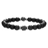 Unisex Natural Stone Geometric Style Handmade Black Onyx Cut Crystal Stacked Bracelet