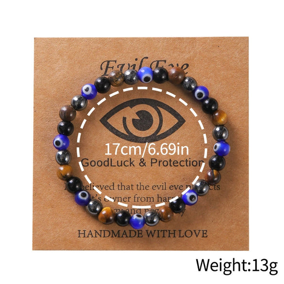 Unisex Natural Stone Handmade Geometric Devil's Eye Bracelet