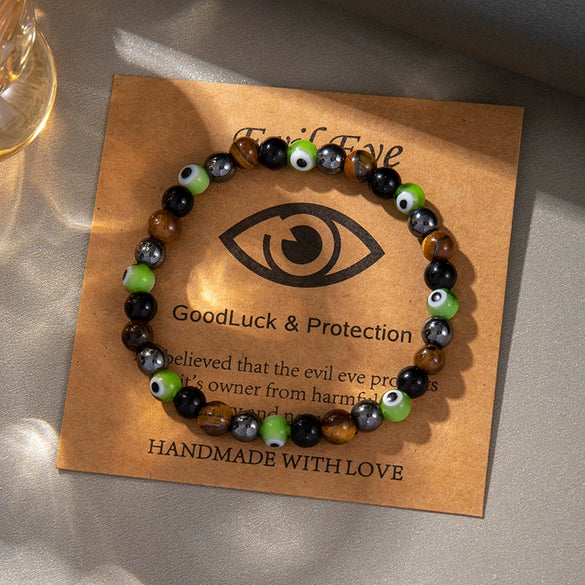 Unisex Natural Stone Handmade Geometric Devil's Eye Bracelet