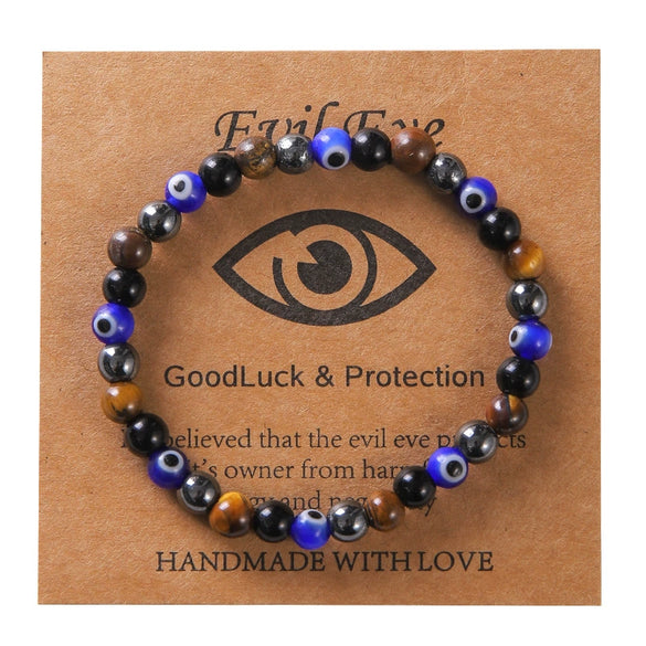 Unisex Natural Stone Handmade Geometric Devil's Eye Bracelet