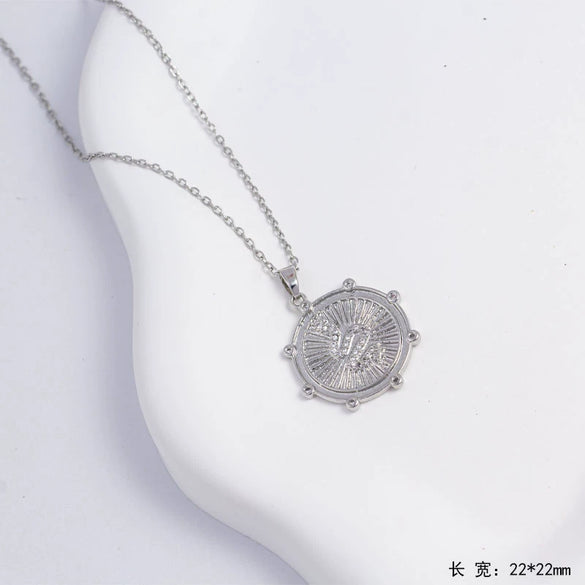 Unisex Necklace Geometric Shape Copper Pendant Inlaid With Zircon Electroplating O Word Chain