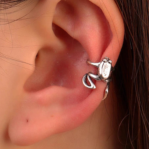 Unisex Nonpiercing Punk Gothic Style Frog Alloy Electroplated Earrings