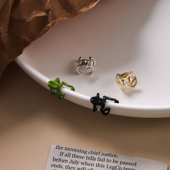 Unisex Nonpiercing Punk Gothic Style Frog Alloy Electroplated Earrings