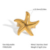Unisex Ocean Breeze Style Stainless Steel Opening Ring With Geometric Shape Pvd Furnace Vacuum Real Gold Plated