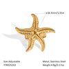 Unisex Ocean Breeze Style Stainless Steel Opening Ring With Geometric Shape Pvd Furnace Vacuum Real Gold Plated