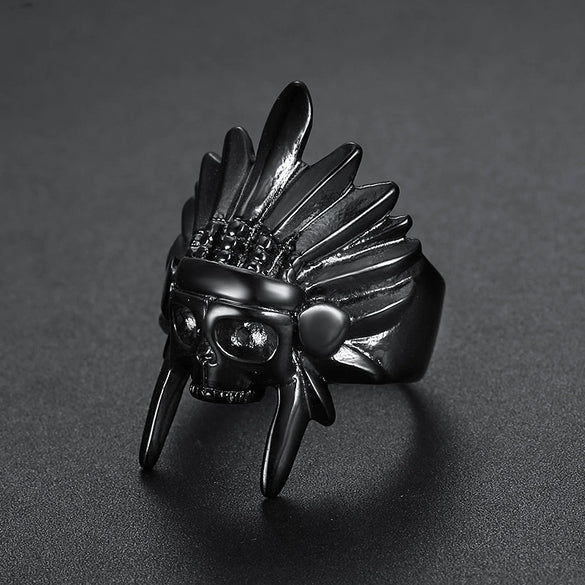 Unisex Personality Gold Plated Stainless Steel Skull Ring