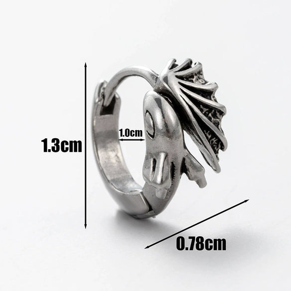 Unisex Piercing Earrings Stainless Steel Cast Rose Skull Snake With Flowers And Polishing Style