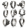 Unisex Piercing Earrings Stainless Steel Cast Rose Skull Snake With Flowers And Polishing Style