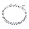 Unisex Polished Stainless Steel Cuban Link Bracelet With Wave Pattern Simple Trendy Jewelry