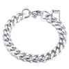 Unisex Polished Stainless Steel Cuban Link Bracelet With Wave Pattern Simple Trendy Jewelry