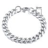 Unisex Polished Stainless Steel Cuban Link Bracelet With Wave Pattern Simple Trendy Jewelry