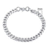 Unisex Polished Stainless Steel Cuban Link Bracelet With Wave Pattern Simple Trendy Jewelry