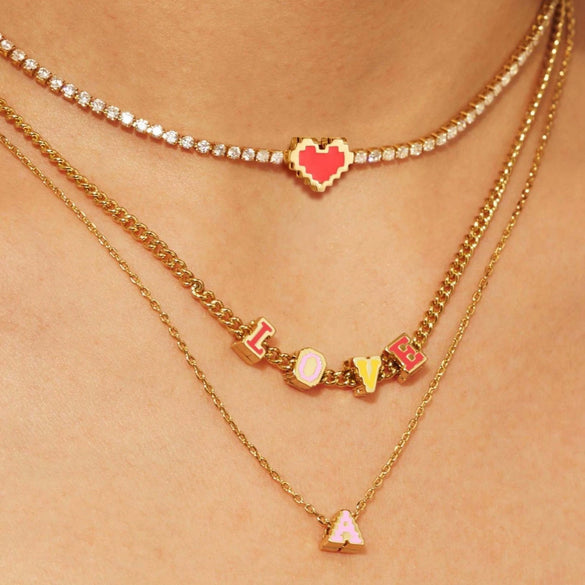 Unisex Retro Electroplated Titanium Steel Necklace With Letter Numbers Text Pattern