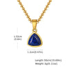 Unisex Retro Fashion Jewelry Stainless Steel Geometric Oval Natural Stone Pendant Necklace