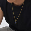 Unisex Retro Fashion Jewelry Stainless Steel Geometric Oval Natural Stone Pendant Necklace
