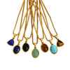 Unisex Retro Fashion Jewelry Stainless Steel Geometric Oval Natural Stone Pendant Necklace