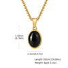 Unisex Retro Fashion Jewelry Stainless Steel Geometric Oval Natural Stone Pendant Necklace