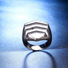 Unisex Retro Geometric Stainless Steel Ring With Bold Statement Design And Oilfinished Surface
