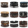 Unisex Retro Handmade Alloy And Leather Wings Bracelet