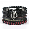 Unisex Retro Handmade Alloy And Leather Wings Bracelet