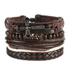 Unisex Retro Handmade Alloy And Leather Wings Bracelet