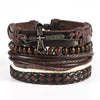 Unisex Retro Handmade Alloy And Leather Wings Bracelet