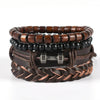Unisex Retro Handmade Alloy And Leather Wings Bracelet