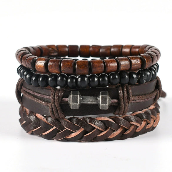 Unisex Retro Handmade Alloy And Leather Wings Bracelet