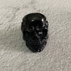 Unisex Retro Hiphop Skull And Flowers Titanium Steel Ring With Oil Treatment
