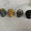 Unisex Retro Hiphop Skull And Flowers Titanium Steel Ring With Oil Treatment