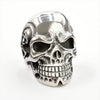 Unisex Retro Hiphop Skull And Flowers Titanium Steel Ring With Oil Treatment