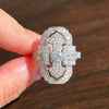 Unisex Retro Hollow Court Style Copper Ring With Geometric Pattern And Full Diamond Zircon