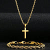 Unisex Retro Twist Chain Stainless Steel Cross Pendant Jewelry With Polishing