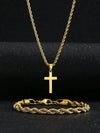Unisex Retro Twist Chain Stainless Steel Cross Pendant Jewelry With Polishing