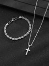 Unisex Retro Twist Chain Stainless Steel Cross Pendant Jewelry With Polishing