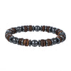 Unisex Retro Wooden And Stone Bead Bracelet Geometric Pattern Handmade