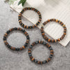 Unisex Retro Wooden And Stone Bead Bracelet Geometric Pattern Handmade