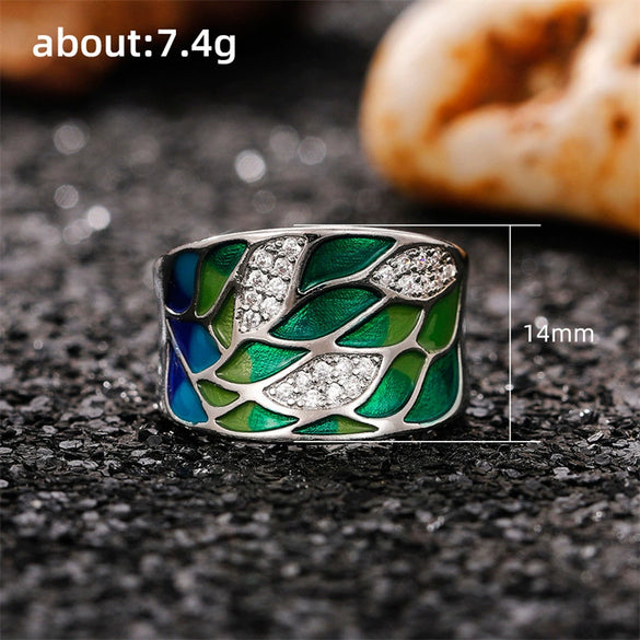 Unisex Rings Copper Imitation Enamel Glue Leaves Design