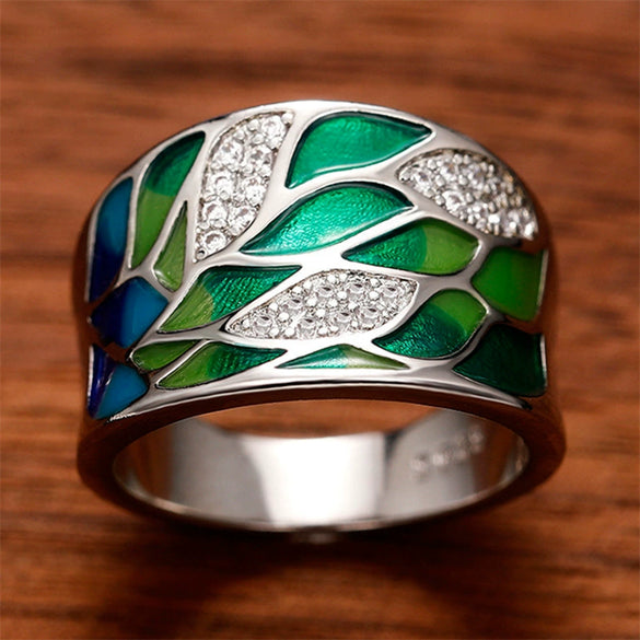 Unisex Rings Copper Imitation Enamel Glue Leaves Design