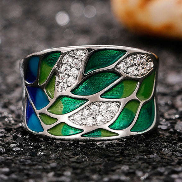Unisex Rings Copper Imitation Enamel Glue Leaves Design