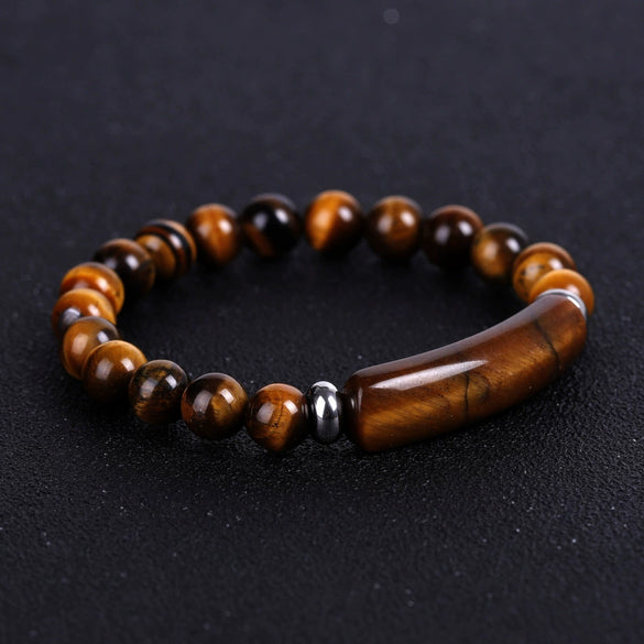 Unisex Rose Quartz Tiger Eye And Green Aventurine Stone Bracelet With Polished Finish And Distinctive Personality Style