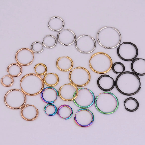 Unisex Round Stainless Steel Electroplated Geometric Hip Hop Fashionable Piercing Earrings