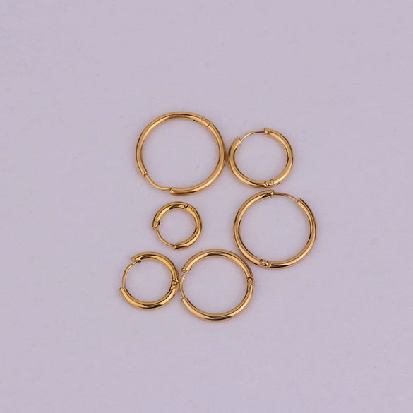 Unisex Round Stainless Steel Electroplated Geometric Hip Hop Fashionable Piercing Earrings