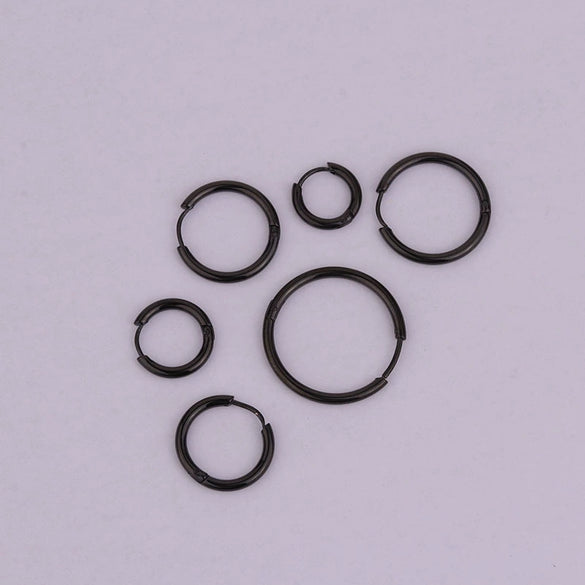 Unisex Round Stainless Steel Electroplated Geometric Hip Hop Fashionable Piercing Earrings